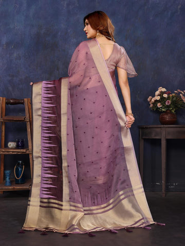 Ethnic Motifs Zari Woven Design Banarasi Saree